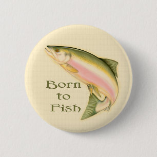 Leaping Salmon 6 Cm Round Badge