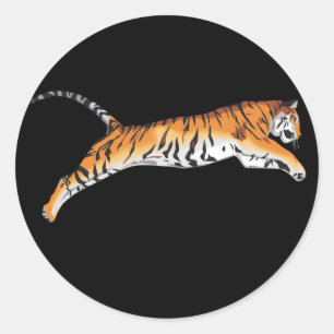 Leaping Tiger Classic Round Sticker