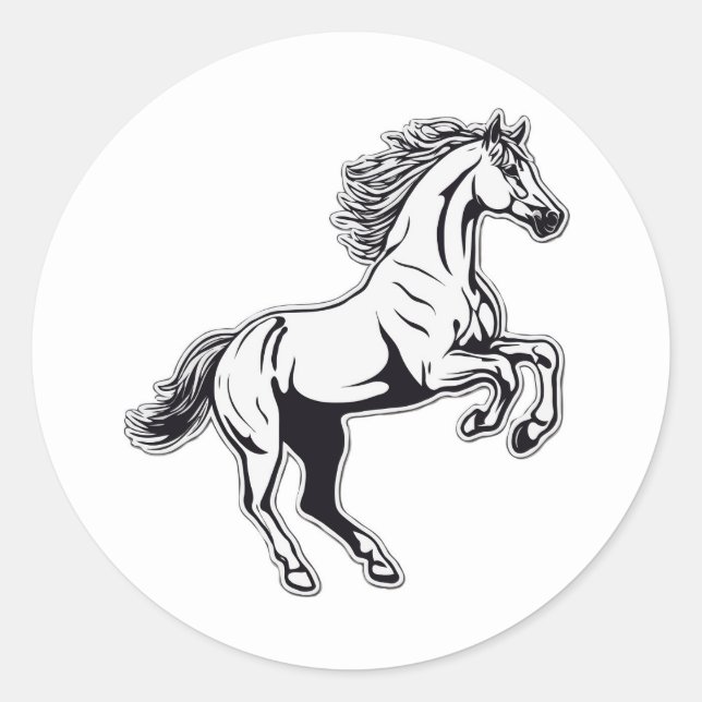 Leaping White Stallion Sticker - Unleash the Power (Front)