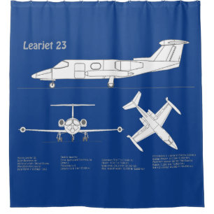 Learjet 23 - Aeroplane Blueprint Drawing Plans ABD Shower Curtain