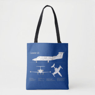 Learjet 23 - Aeroplane Blueprint Drawing Plans ABD Tote Bag