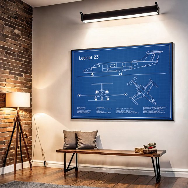 Learjet 23 - Aeroplane Blueprint Drawing Plans AD Poster (Creator Uploaded)