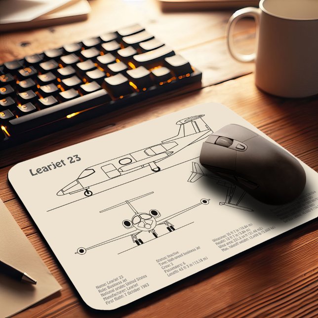 Learjet 23 - Aeroplane Blueprint Drawing Plans SD Mouse Pad (Creator Uploaded)