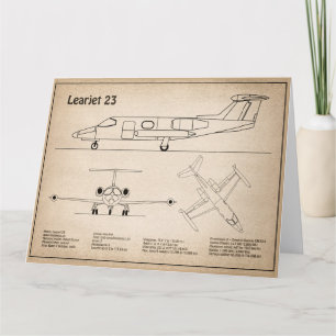 Learjet 23 - Aeroplane Blueprint Drawing Plans SD Thank You Card