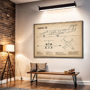 Learjet 23 - Airplane Blueprint Drawing Plans SD Poster