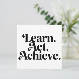 "Learn. Act. Achieve." - Minimal Typographical Art Holiday Card