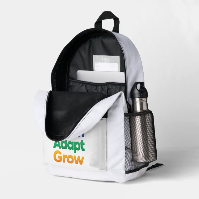 Learn Adapt Grow Printed Backpack (Back Corner Right (Open))
