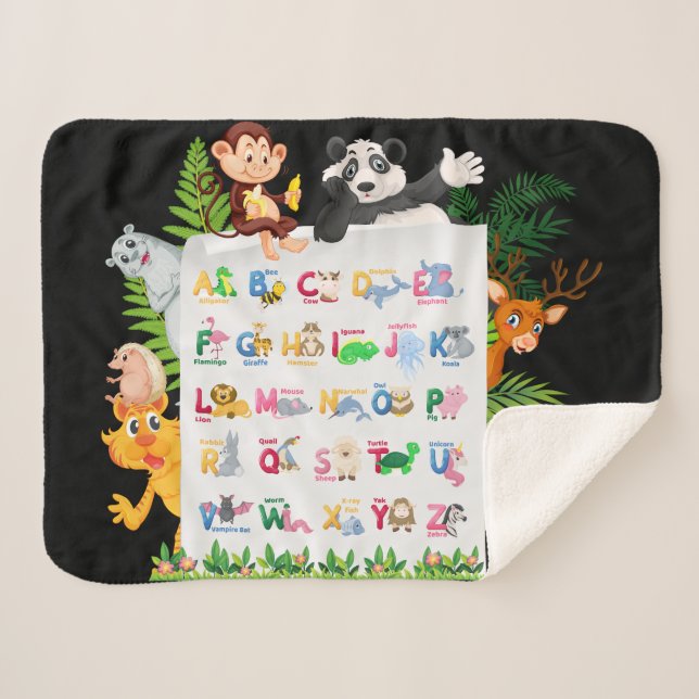 Learn Alphabet & Animals Education Sherpa Blanket (Front (Horizontal))