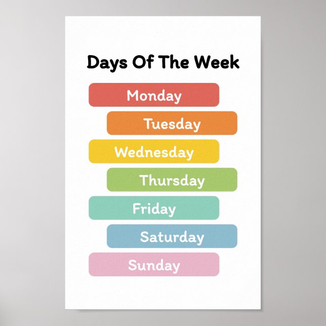 Learn Days of the Week Poster (Front)