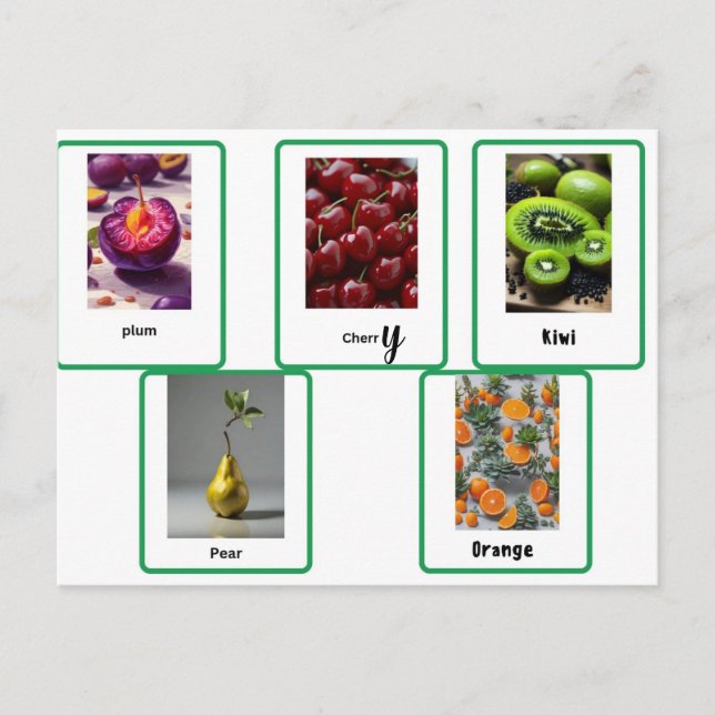  learn fruits spelling in english  postcard (Front)