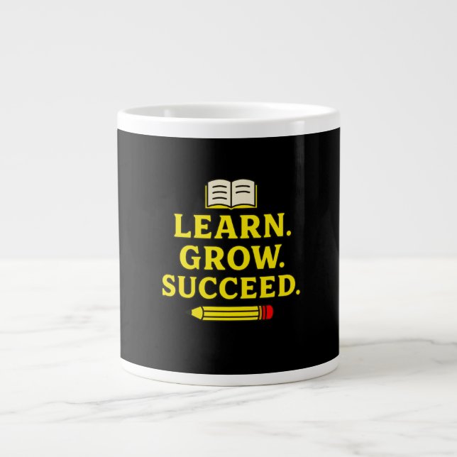 Learn. Grow. Succeed. Motivational Large Coffee Mug (Front)