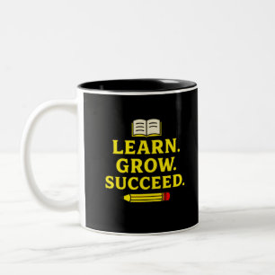 Learn. Grow. Succeed. Motivational Two-Tone Coffee Mug
