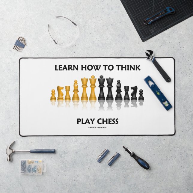 Learn How To Think Play Chess Reflective Chess Set Desk Mat (Workstation)