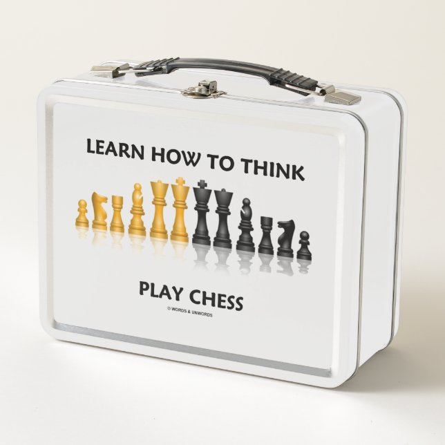 Learn How To Think Play Chess Reflective Chess Set Metal Lunch Box (Front)