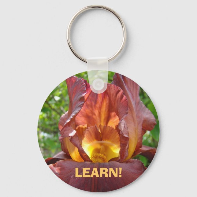 LEARN! key chains Red Yellow Iris Flowers Garden (Front)