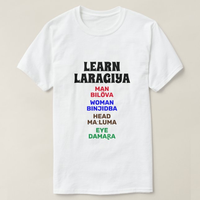 Learn Laragiya - Man, Women, Head, Eye T-Shirt (Design Front)