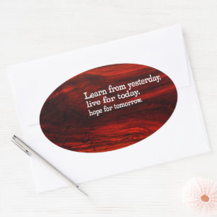 "Learn, live, hope" Inspirational Quote Oval Sticker