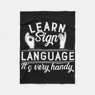 Learn Sign Language Asl Teacher Deaf Awareness  Fleece Blanket