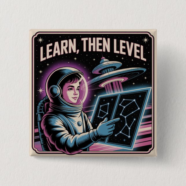 Learn, Then Level 15 Cm Square Badge (Front)