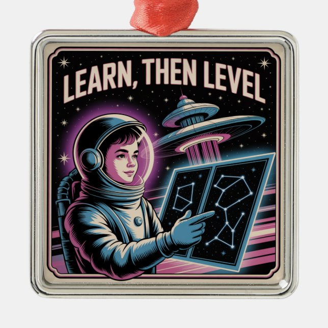 Learn, Then Level Metal Tree Decoration (Front)
