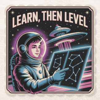 Learn, Then Level Paper Coaster