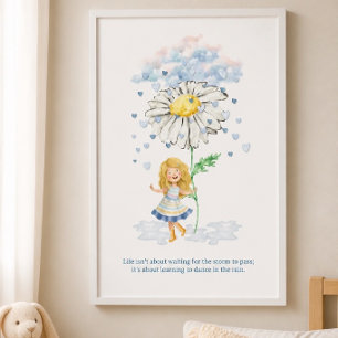 Learn to Dance in the Rain Girl and Flower Poster