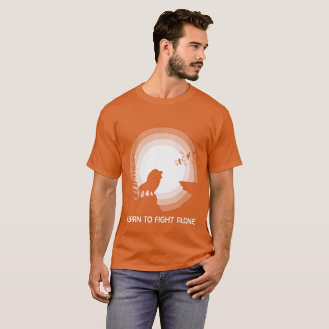 Learn to Fight Alone – Lion Under Moonlight T-Shirt (Front Full)