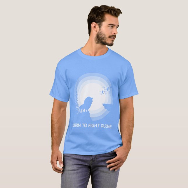 Learn to Fight Alone – Lion Under Moonlight T-Shirt (Front Full)