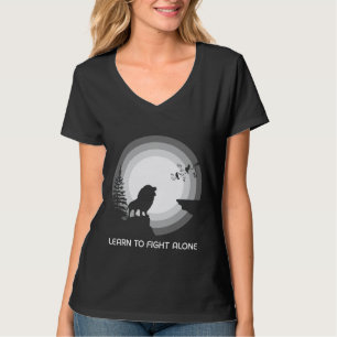 Learn to Fight Alone – Lion Under Moonlight T-Shirt
