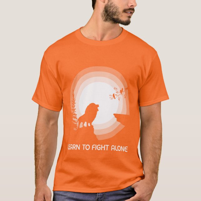 Learn to Fight Alone – Lion Under Moonlight T-Shirt (Front)