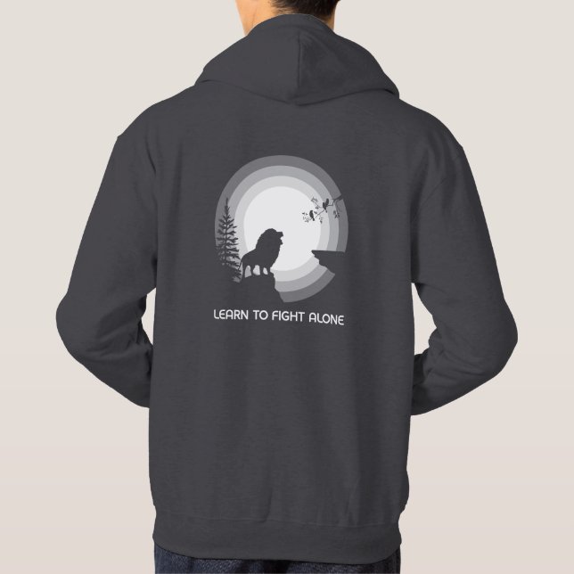 Learn to Fight Alone – Lion Under Moonlight Tri-Bl Hoodie (Back)