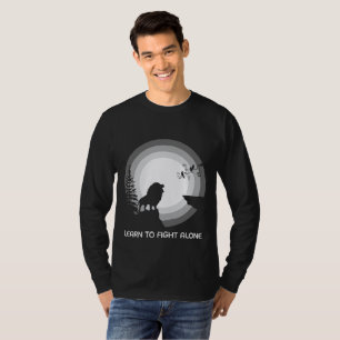 Learn to Fight Alone – Lion Under Moonlight Tri-Bl T-Shirt