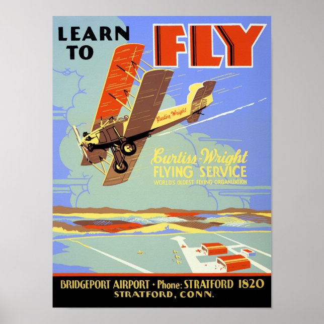Learn to fly Vintage Poster Restored (Front)