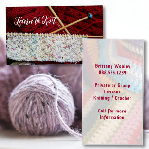 Learn to Knit Business Card Template