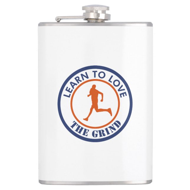 Learn To Love The Grind Running Hip Flask (Front)