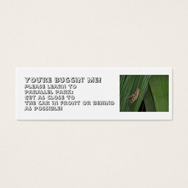 "LEARN TO PARALLEL PARK!" COURTESY CARD (Front)