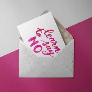 Learn to say no - pink postcard