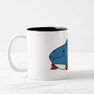 Learn to swim shark Two-Tone coffee mug