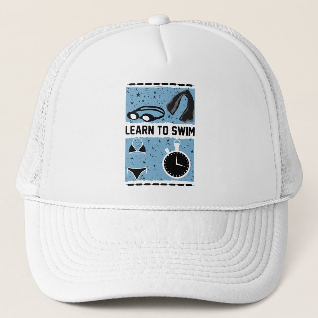 Learn to Swim with This Lovely design Trucker Hat (Front)
