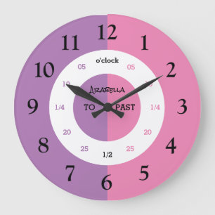 Learn To Tell The Time   Personalised   Name Large Clock