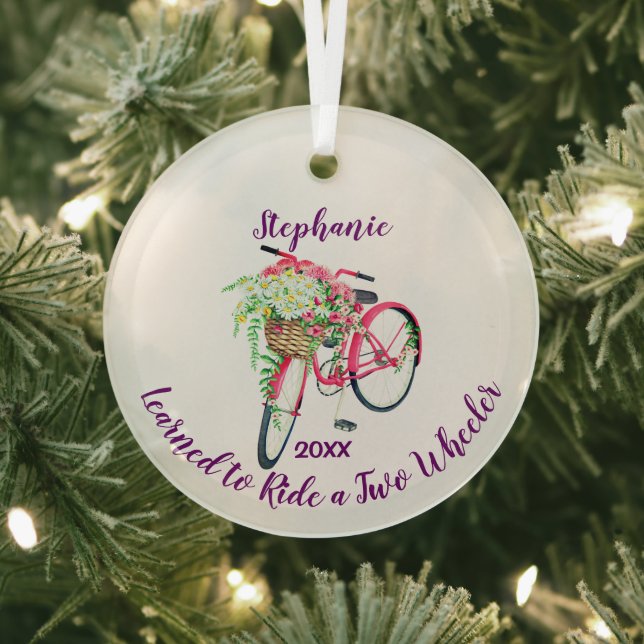 Learned to Ride Bike Keepsake and Year Glass Tree Decoration (Insitu)