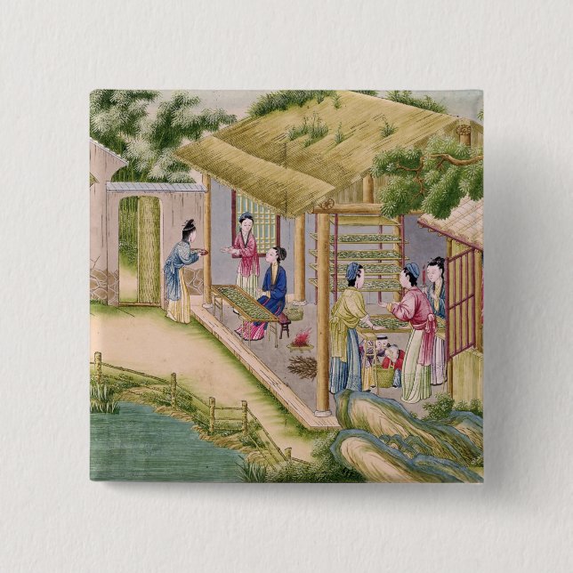 Learning about Silkworms 15 Cm Square Badge (Front)