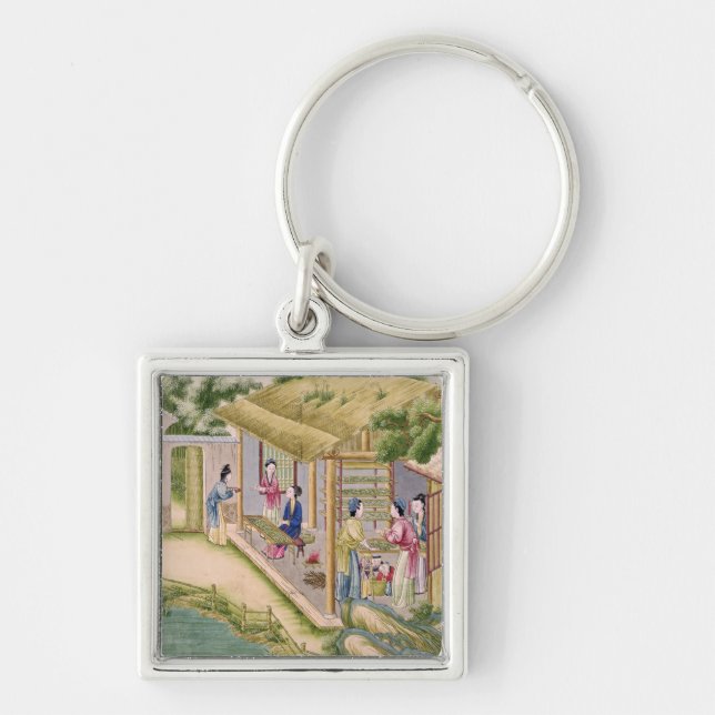 Learning about Silkworms Key Ring (Front)