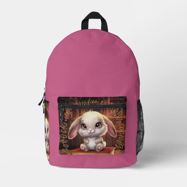 Learning bunny  printed backpack (Front)