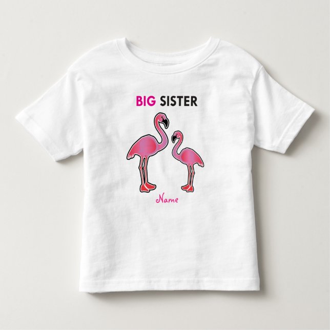 Learning Candy Big Sister Flamingo Personalised Toddler T-Shirt (Front)