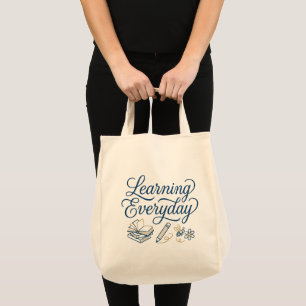 Learning Everyday Inspirational Hand-Drawn Tote Bag