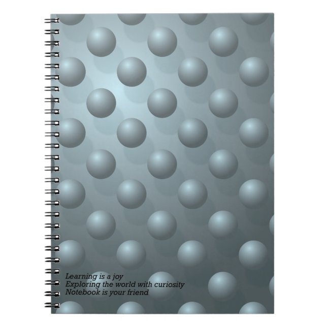 Learning Is a Joy Notebook – Teal 3D Sphere Patter (Front)