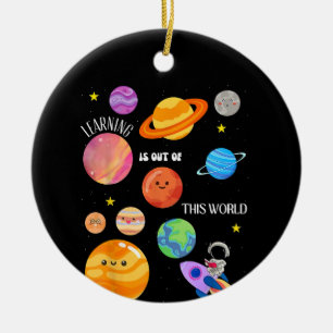 Learning Is Out Of This World Outer Space Science  Ceramic Tree Decoration