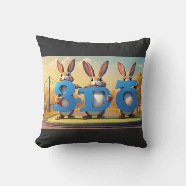 Learning Number Three with Bunnies Cushion (Front)