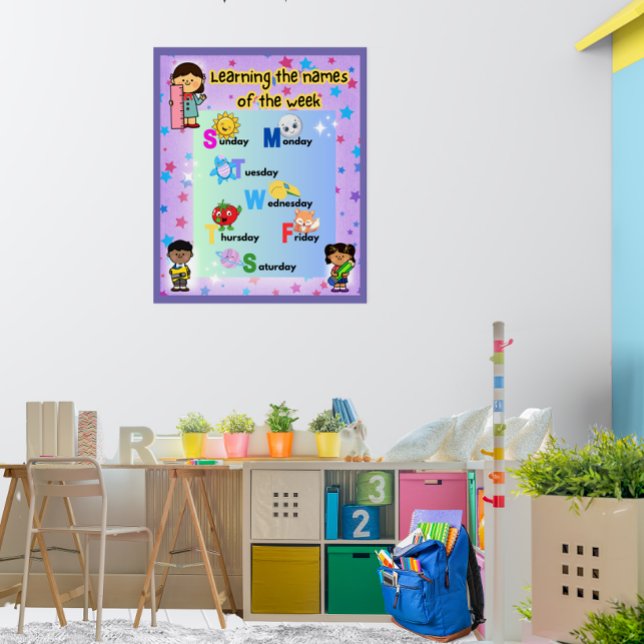 Learning the Days of the Week Colourful Poster (Image does not depict actual size.)
